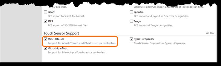 Then enable the Atmel QTouch option, under Touch Sensor Support. 3. Click the Apply button, back at the top-right of the page.
