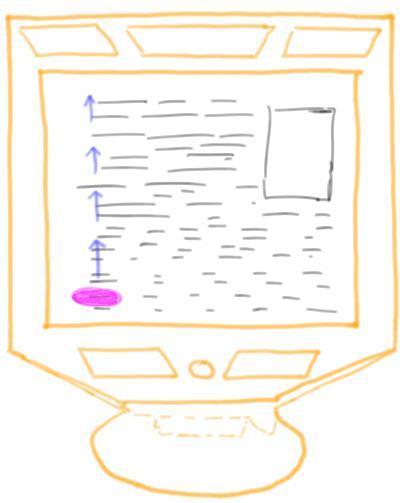 3 The user s gaze position right before pressing the Page Down key The region below the user s eye gaze is highlighted with a GazeMarker and animated towards the top of the viewport The motion of the