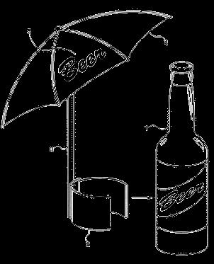 ILLUSTRATION : 3 A small umbrella ( Beerbrella ) removably attached to a beverage