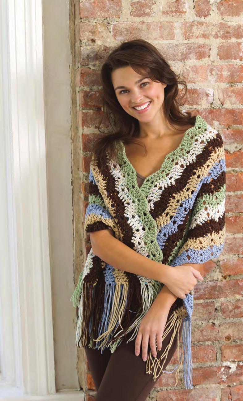 61 Ripple CROCHET WRAP Wrap up in this fun-to-make piece with soft and colorful stripes that