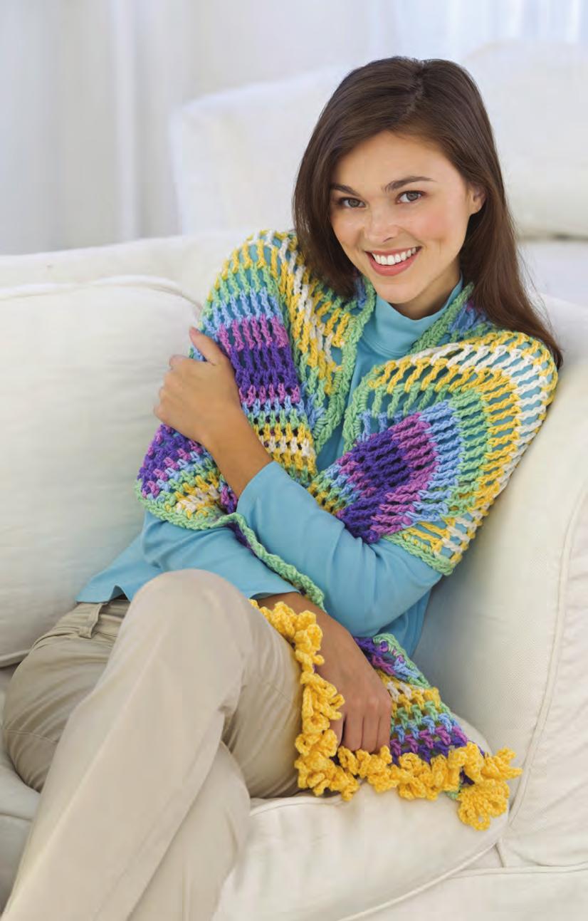 CONTENTS 2 True Blue Friend Knit Shawl 4 Soft Rainbow Crochet Wrap 8 Lace Ruana Crochet Wrap 12 Comfy Knit Capelet 14 Ruffle-Edge Crochet Wrap 16 Ripple Crochet Wrap 18 How to Knit 20