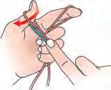 2) and insert point under loop in front of thumb (fig. 3).