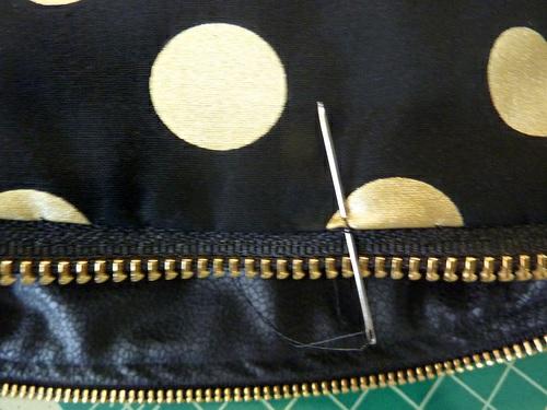 21. Gently turn the bag right side out through the zipper opening.