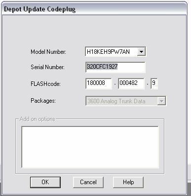 1.2.2 LOAD CODEPLUG UHF-800 1. Start the MOTOROLA DEPOT TOOL Software, wait for the software to load 2. Select File -> Open and open the Codeplug identified in Appendix B, Section 1.1 3.