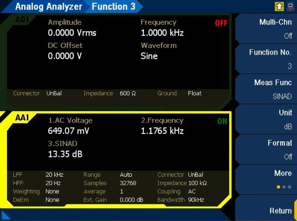 06 Keysight Automated Receiver Sensitivity Measurements using U8903B Application Note Making the measurement is simply a case of selecting SINAD as one of the Analyzer measurement functions as per