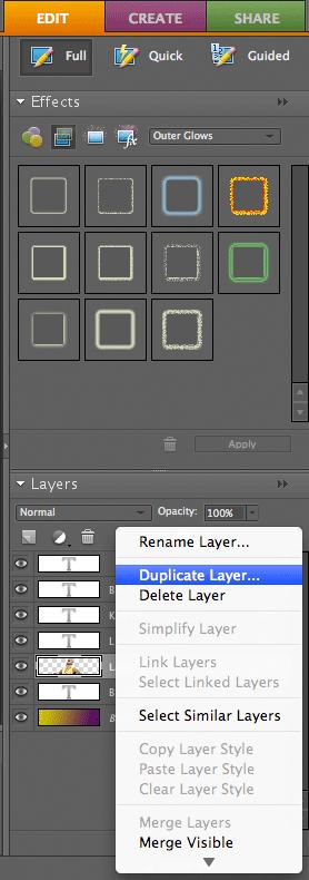 6. Right Click Layer 1, Select Duplicate Layer.