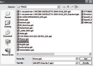 CHAPTER 8 GPS MANAGER SOFTWARE How to add a new track to the PC database. To add a new track 1) Press the button New 1 You can now select the file.