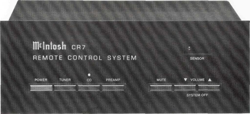 The touch-buttons on the black anodized aluminum front pane! of the CR7 control AC power to the local area, source selection, system mute and volume.