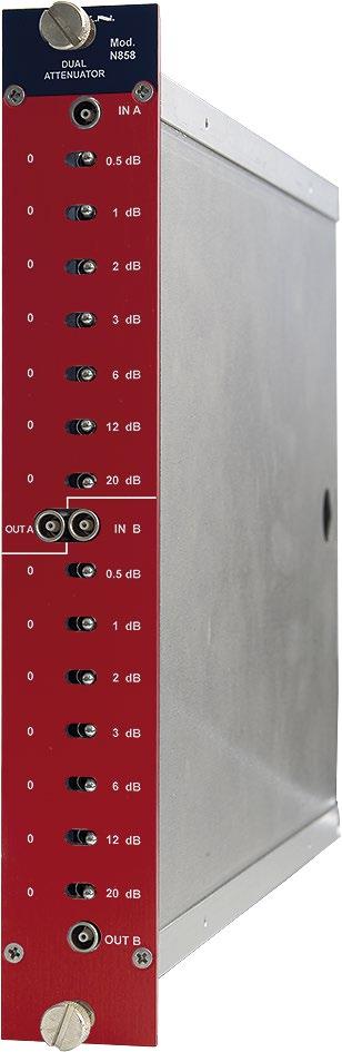 CAEN 2014 Product Catalog Modular Pulse Processing Electronics / NIM 101 Attenuators N858 Dual Attenuator The N858 is a dual Attenuator, housed in a 1-unit wide NIM module.
