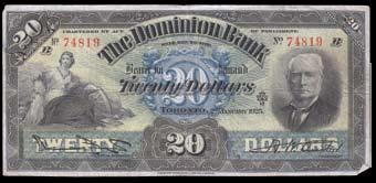 Lot # Description Estimate Lot # Description Estimate 780. 1925 Dominion Bank $20. CH 220-20-08. Fine. Seldom seen. S/N:74819/B. $1,000-$1,250 784.