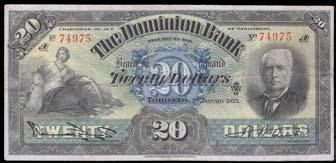 Charlton states The $100 is quite rare with only seven notes recorded (one institutional). S/N:00273/A. $15,000-$20,000 785. 1931 Dominion Bank $100 Front & Back Proofs.