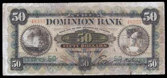 Fine, stained on back. S/N:380220. CH 550-36-04. Fine. S/N:194596. 2 Pcs. 781. 1925 Dominion Bank $20. CH 220-20-08. F/VF. Lightly pressed, minute tear on top margin.