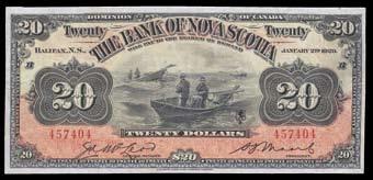 S/N:2182589/C. $600-$700 831. 1929 Bank of Nova Scotia $10. CH 550-18-20a. AVF, staining on back. S/N:1588897. $350-$400 832. 1929 Bank of Nova Scotia $10. CH 550-18-20b. BCS F15, tears, holes.