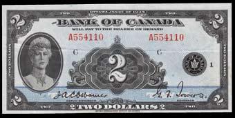 $200-$225 956. 1935 Bank of Canada $1. CH BC-1. PCGS New 62 PPQ. S/N:A2972155/C. $600-$700 957. Lot of Two 1935 Bank of Canada $1 Banknotes. CH BC-1. Both Pressed VF. S/N:A4855903/D, B3951339/C.