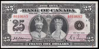 Lot of Two Consecutive 1937 Bank of Canada $1 Banknotes. CH BC-21c. AU pair. S/N:L/L1380524-5. 2 Pcs. $60-$80 977.