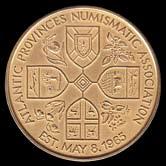 $1,200-$1,400 1149. 2004 APNA Saint John Gold Medal. Featuring Champlain du Monts on Obv.
