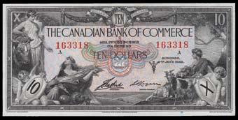 S/N:474937/B. $600-$700 746. 1917 Canadian Bank of Commerce $10. CH 75-16-04-12a. Fine, S/N:986605/A. 747. 1917 Canadian Bank of Commerce $10. CH 75-16-04-12a. Pressed VF. S/N:A458827/D.