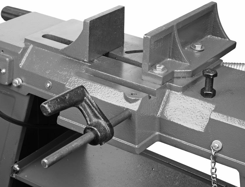 Align the mounting holes on the base of the Band Saw with the mounting holes located on the upper sections of the Stand assembly. Refer to Figure B. 3.