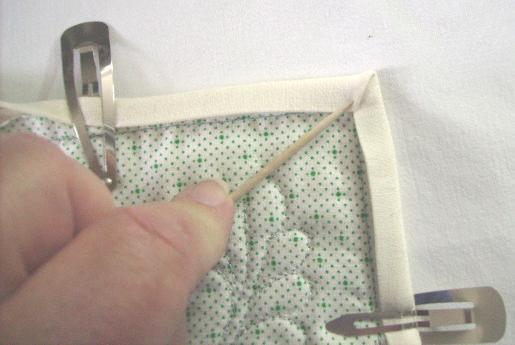 5. In this photo the back of the binding is folded to show how it will be arranged when sewn.