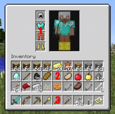 The inventory contains the items that the player isn t currently using in their toolbar, but may use later on if the situations calls for it.