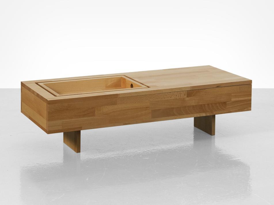 COFFEE TABLE WITH RECESSED TRAY Why not treat your guests to a tray laid with delicacies and then remove it from sight in your new coffee table.