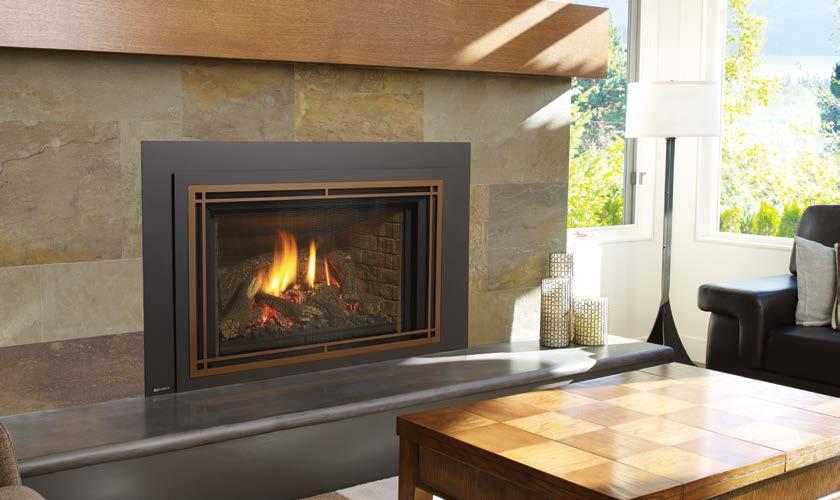 LRI6E shown with Regular Backing Plate, Vignette Faceplate in Black, raftsman inlay in Tuscan Sunset and Rustic Brown Brick Panels.