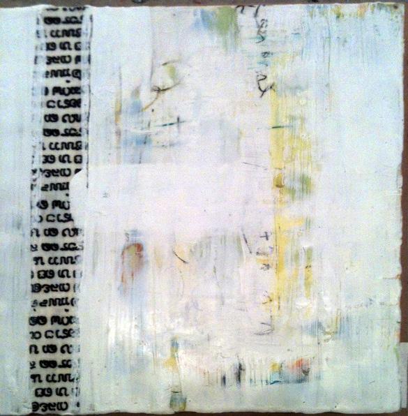 Encaustic and collage on wood panel