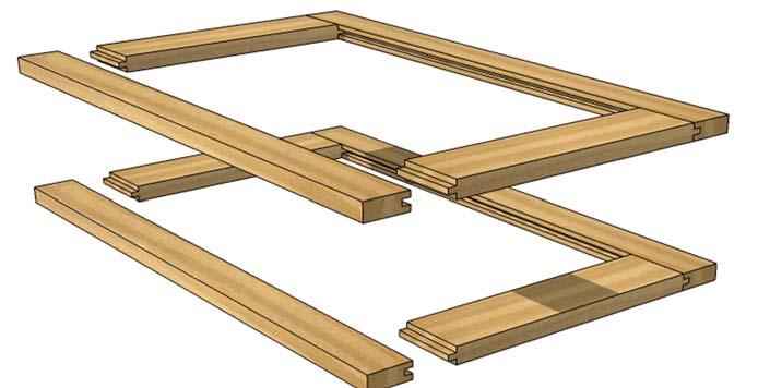 For each web frame or panel, the tenons and their