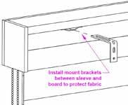WALL SURFACE SIDE VIEW Standard Inside Mount Installation - Couplitaire (No Brackets Required) Measure 2 in from the ends of the headrail and mark the screw location on the mounting surface.