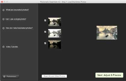 Load a bracketed photo set (or a single photo) into Photomatix Essentials. Step 2.