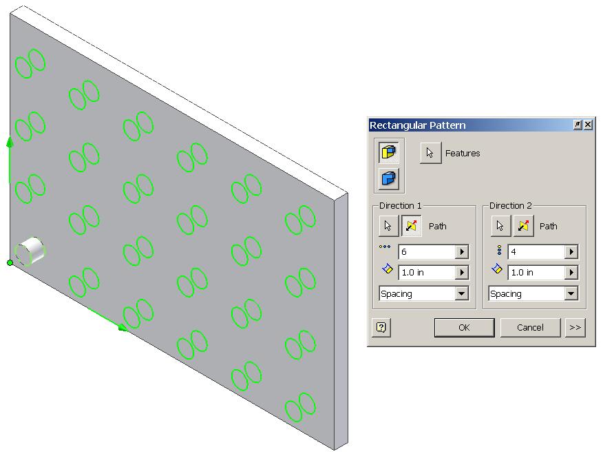 3. Save the file in your Practice project folder as RectangularPattern.ipt. VII. Create the Base Plate for the Button Maker using the dimensioned pictorial below.