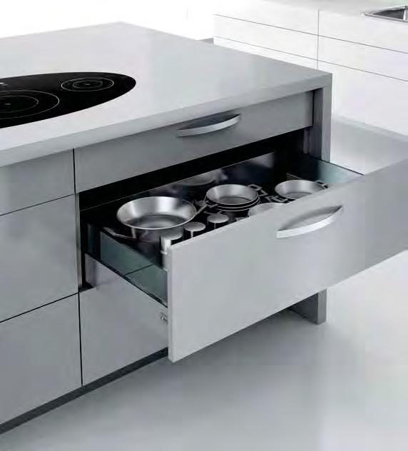A new drawer system with a minimalist design and refined aesthetics which offers multiple options in home organisation.