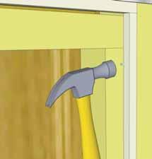 32 ) positioning trim against door jamb and