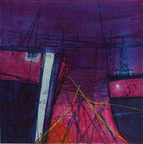 Harbour Night etching on Zerkall paper 60 x 60 cm image