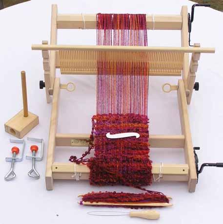 Heddle Handle Heddle Bracket Rigid Heddle Warping peg The Emilia Loom and Accessories Warp beam Texsolv cord Folding pin Tightening knob Rigid Heddle hook Clamps Flat Shuttle Wire