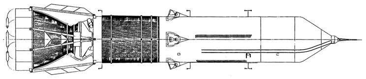 38 Giant launchers At Aerojet, Robert Truax came up with a low-cost gargantuan two-stage launcher called Sea Dragon, designed to have LEO payload capability of 550 metric tons.