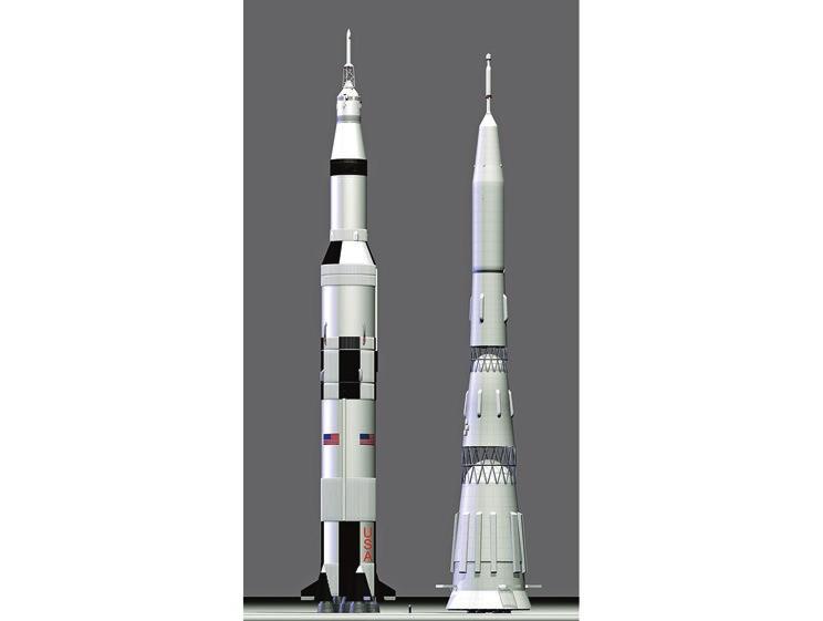 Super heavy-lift launchers 23 Comparison of NASA s Saturn V and the Soviet N1/L3. [Wikipedia Creative Commons/ Ebs08] released (although U.S. spy satellites had already taken pictures of N1 rockets on the launch pad in the late 1960s).