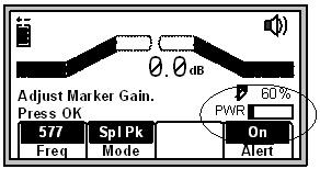The receiver display will add the Alert bar graph and the type of marker to the display with a prompt to adjust the marker gain. Step 4.