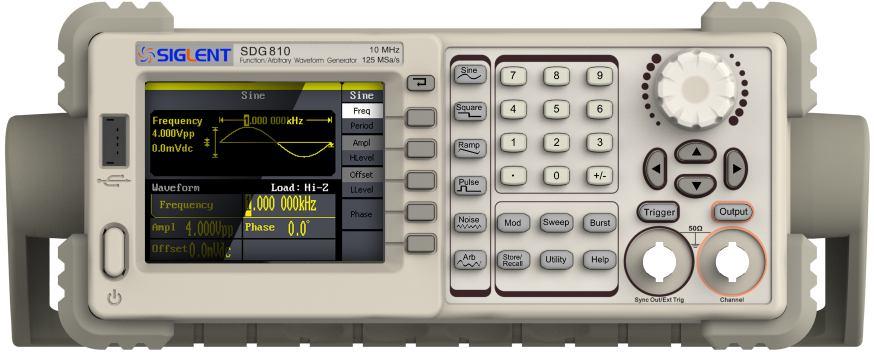 Data Sheet SDG800 Series Function/Arbitrary Waveform Generator DDS technology, Single-channel output 125MSa/s sample rate, 14bit vertical resolution.