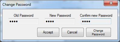 1 2 5 4 Password Change the password using the Change Password button. Steps: 1 Introduce a valid old password, introduce a new password and repeat it. Click on Accept.