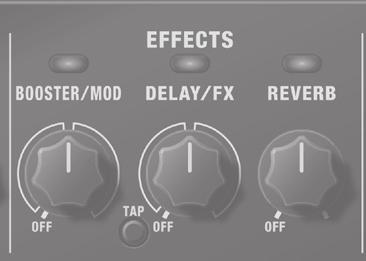 Using the Effects The KATANA amp lets you switch between various types of effect by using the buttons and knobs. You can use three types of effect simultaneously.