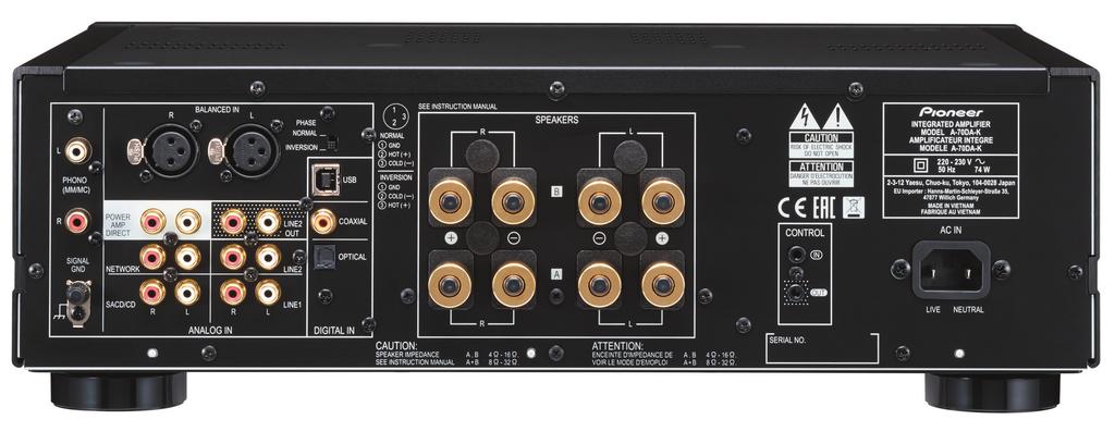 REAR PANEL -K/SYXE8 The Latest High-Fidelity Class D Amplifier Pioneer has considerable advantage over other manufacturers with unrivalled experience in digital amplifiers.