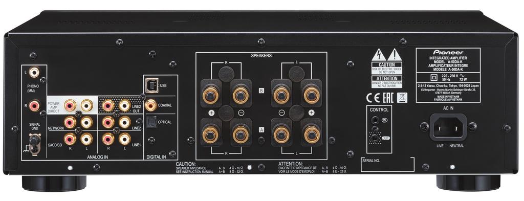 REAR PANEL A-50DA-K/SYXE8 The Latest High-Fidelity Class D Amplifier Pioneer has considerable advantage over other manufacturers with unrivalled experience in digital amplifiers.