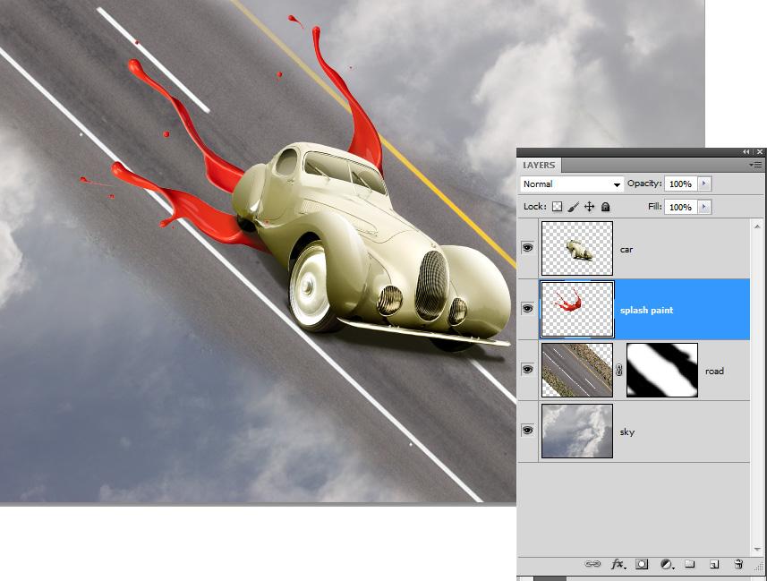 Select the paint splash picture go to edit transform scale and scale down to 18 by 18% and rotate -24o place the