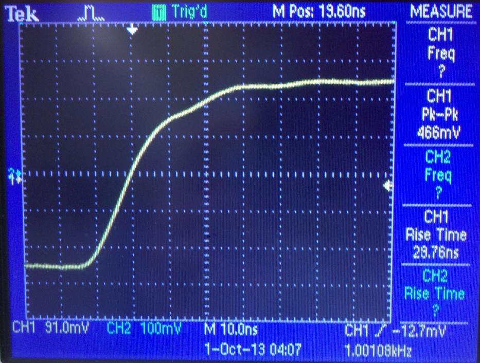 Part 8: Image 9: This image shows the square wave input signal at 1 khz frequency and 466