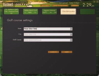 Follow the same process to set-up additional locations. Fig. 3 Fig. 4 Next click Settings at the top of the screen (just right of the Golf FXi logo) (Fig. 5).