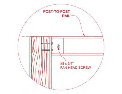 9 POST-TO-POST INSTALLATION (Not all designs will have this) A POST-TO-POST RAIL can be used in the following ways: Support for a wood top rail Handrail for stairs 1) Support for a wood top rail.