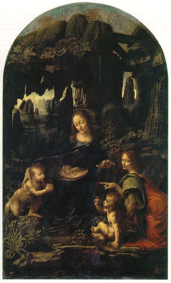 Leonardo DaVinci The Virgin of the Rocks 1483-86 Oil on panel 77 5/8 x 47 5/8 in (199 x 122 cm)