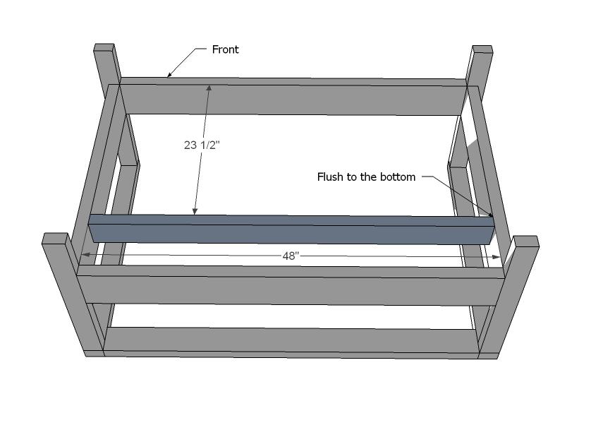 [25] Seat support - the seat support is flush to the bottom, 23 1/2" from the inside of