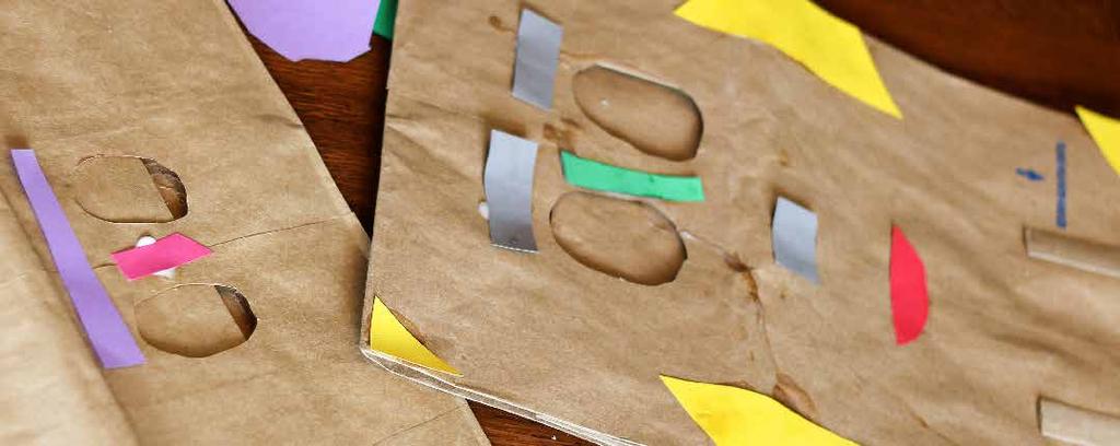 Paper Bag Mask paper bag colored paper scraps school glue Put the paper bag over your child s head and make note of where their eyes